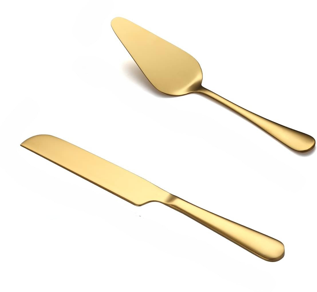 Set Service à Gâteau – Pelle + Couteau Dentelé – Mariage, Fête, Anniversaire...2 couleurs