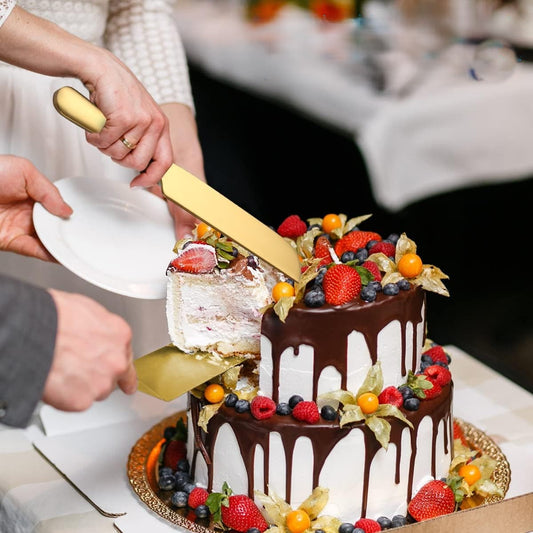 Set Service à Gâteau – Pelle + Couteau Dentelé – Mariage, Fête, Anniversaire...2 couleurs