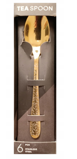 Set de 6 cuillères à thé, café et gâteau – Style baroque élégant Doré ou Argenté