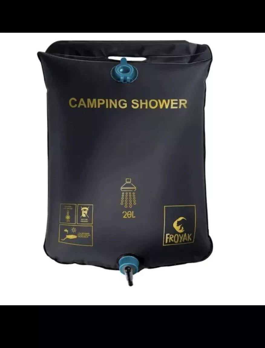 Lot de 8 Douches de camping / douche extérieure Solaire 20 Litres avec accessoires ( 2.50 euro / pcs )