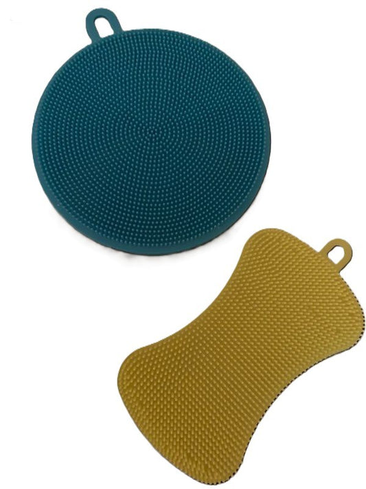 Lot de 2 Éponges en Silicone multifonctions, Anti-Poils, Nettoyage Facile & Ouverture de Bocaux