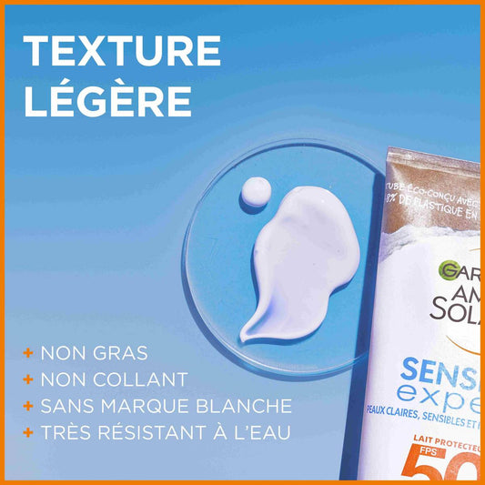 Lait fluide hydratant fps 50+ Ambre Solaire Ocean Protect Garnier Vegan