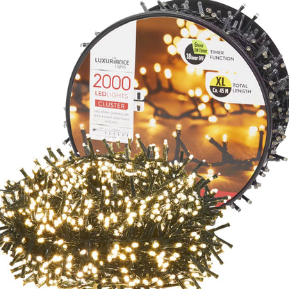 Guirlande XL lumineuse de 45 m avec 2000 LED blanches décoration Noël intérieur / extérieur