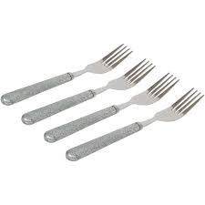 4 Fourchettes à paillettes Argenté