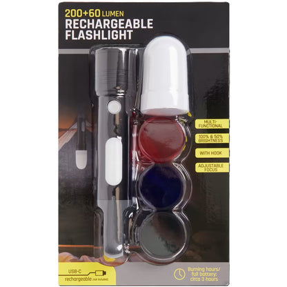 Lampe de poche rechargeable 200 + 60 lumens