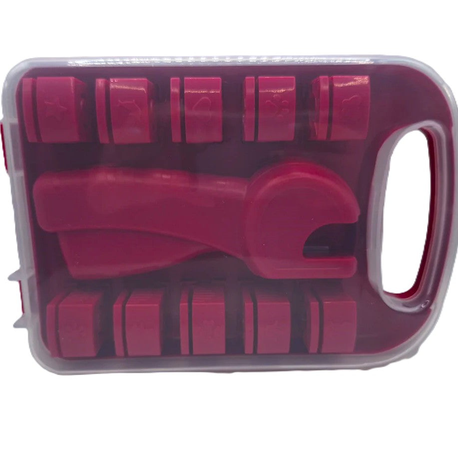 Coffret de tampons à gaufrer de 10 formes avec boite de rangement