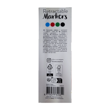 Marqueur permanents rétractable 4 Couleurs