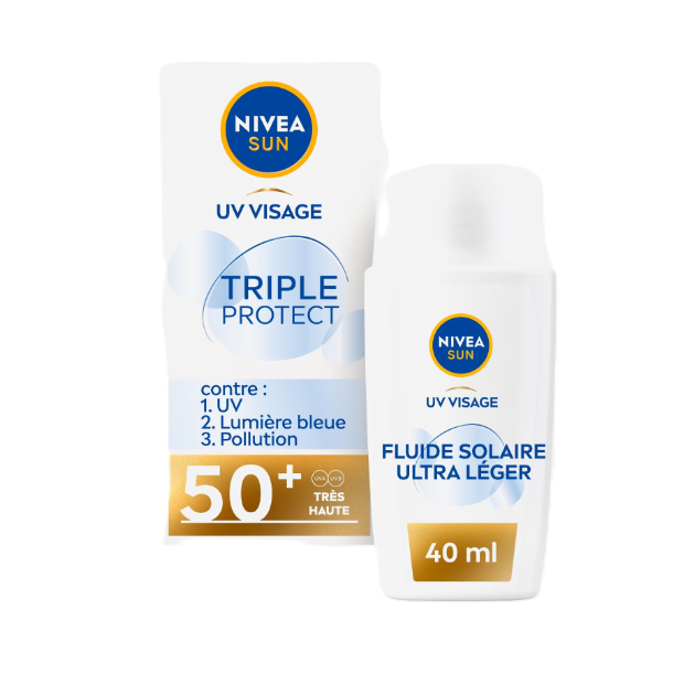 Nivea Sun Soin Solaire Visage Triple Protect 50+ Protecteur Quotidien a de l’Acide Hyaluronique 40 ml