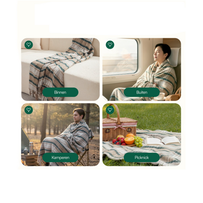 Couverture en coton à carreaux Vert 130x 160 cm