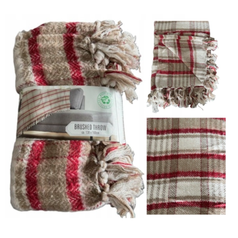 Couverture en coton à carreaux Rouge 130x 160 cm