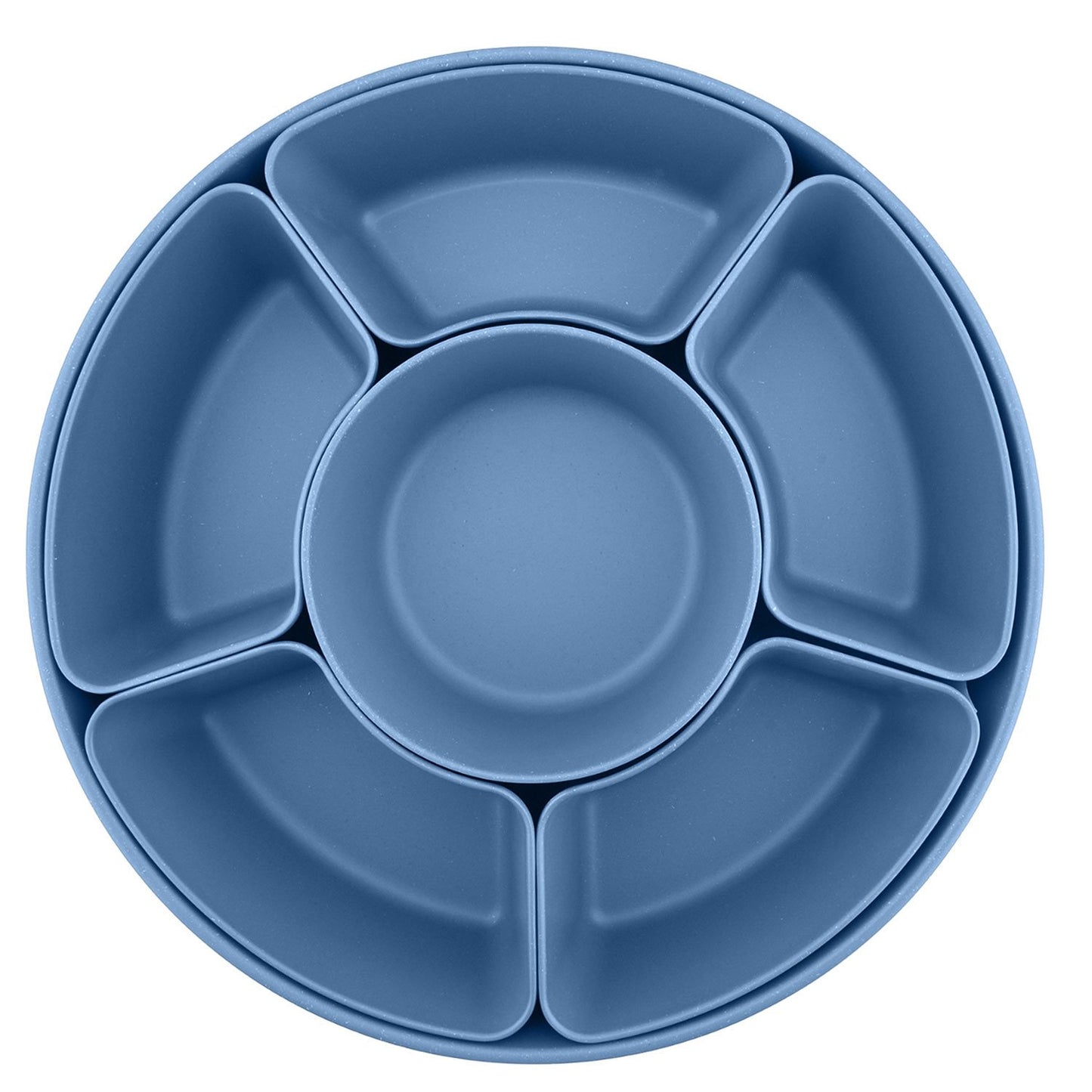 Ensemble de Plateaux apéritif en mélamine avec 5 contenants amovibles Bleu