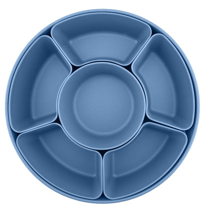 Ensemble de Plateaux apéritif en mélamine avec 5 contenants amovibles Bleu
