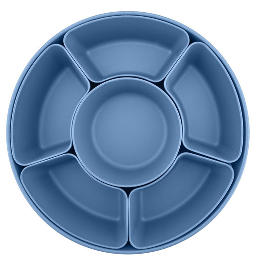 Ensemble de Plateaux apéritif en mélamine avec 5 contenants amovibles Bleu