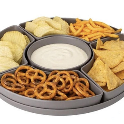 Ensemble de Plateaux apéritif en mélamine avec 5 contenants amovibles Gris