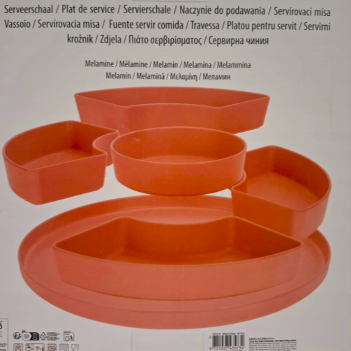 Ensemble de Plateaux apéritif en mélamine avec 5 contenants amovibles Rose