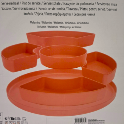 Ensemble de Plateaux apéritif en mélamine avec 5 contenants amovibles Rose