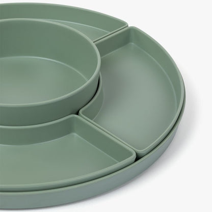 Ensemble de Plateaux apéritif en mélamine avec 5 contenants amovibles Vert