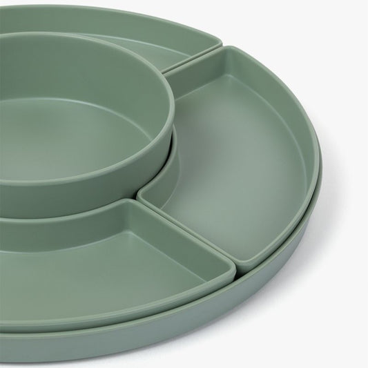 Ensemble de Plateaux apéritif en mélamine avec 5 contenants amovibles Vert