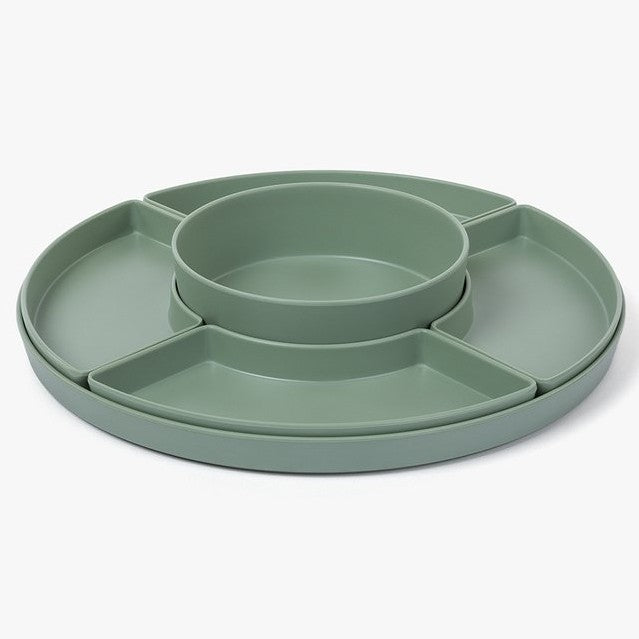 Ensemble de Plateaux apéritif en mélamine avec 5 contenants amovibles Vert