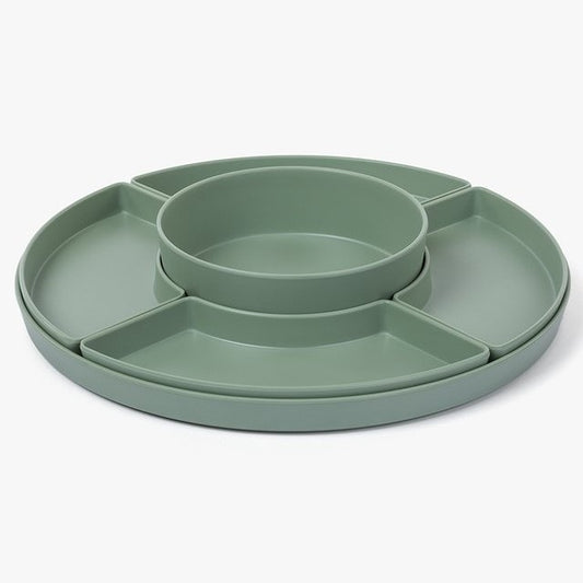 Ensemble de Plateaux apéritif en mélamine avec 5 contenants amovibles Vert