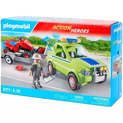 Playmobil 6111 Action heroes Jardinier avec voiture et tondeuse Set de 61 pièces