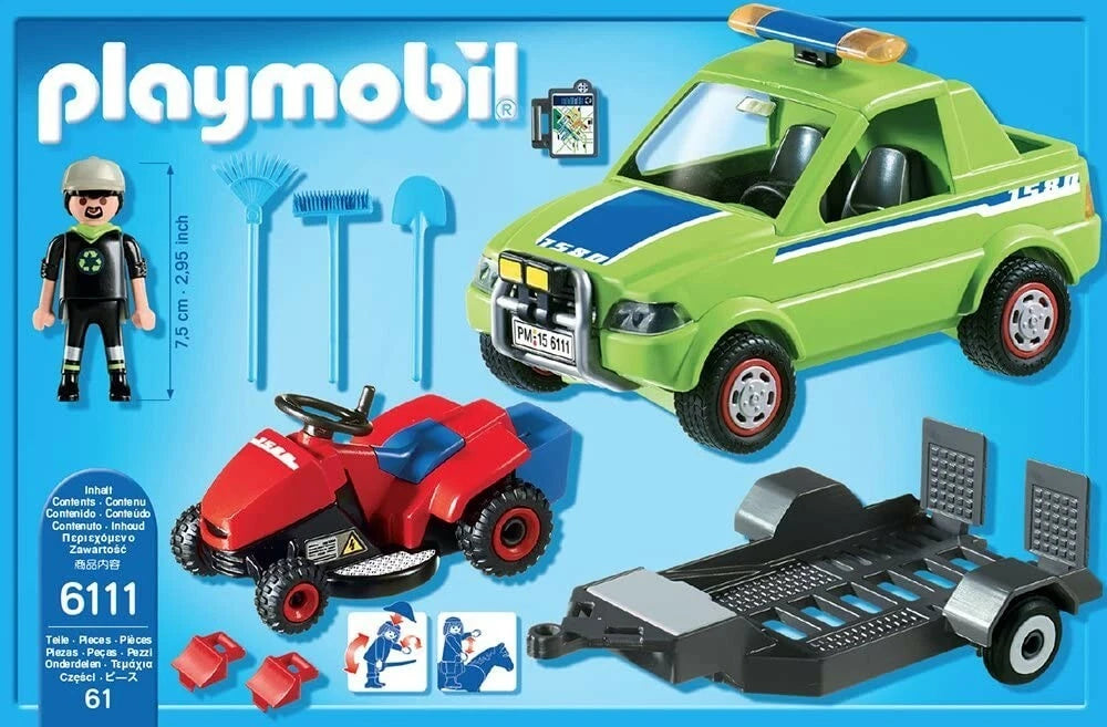 Playmobil 6111 Action heroes Jardinier avec voiture et tondeuse Set de 61 pièces