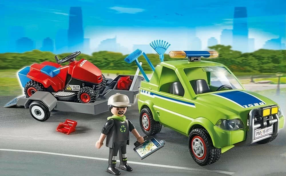 Playmobil 6111 Action heroes Jardinier avec voiture et tondeuse Set de 61 pièces