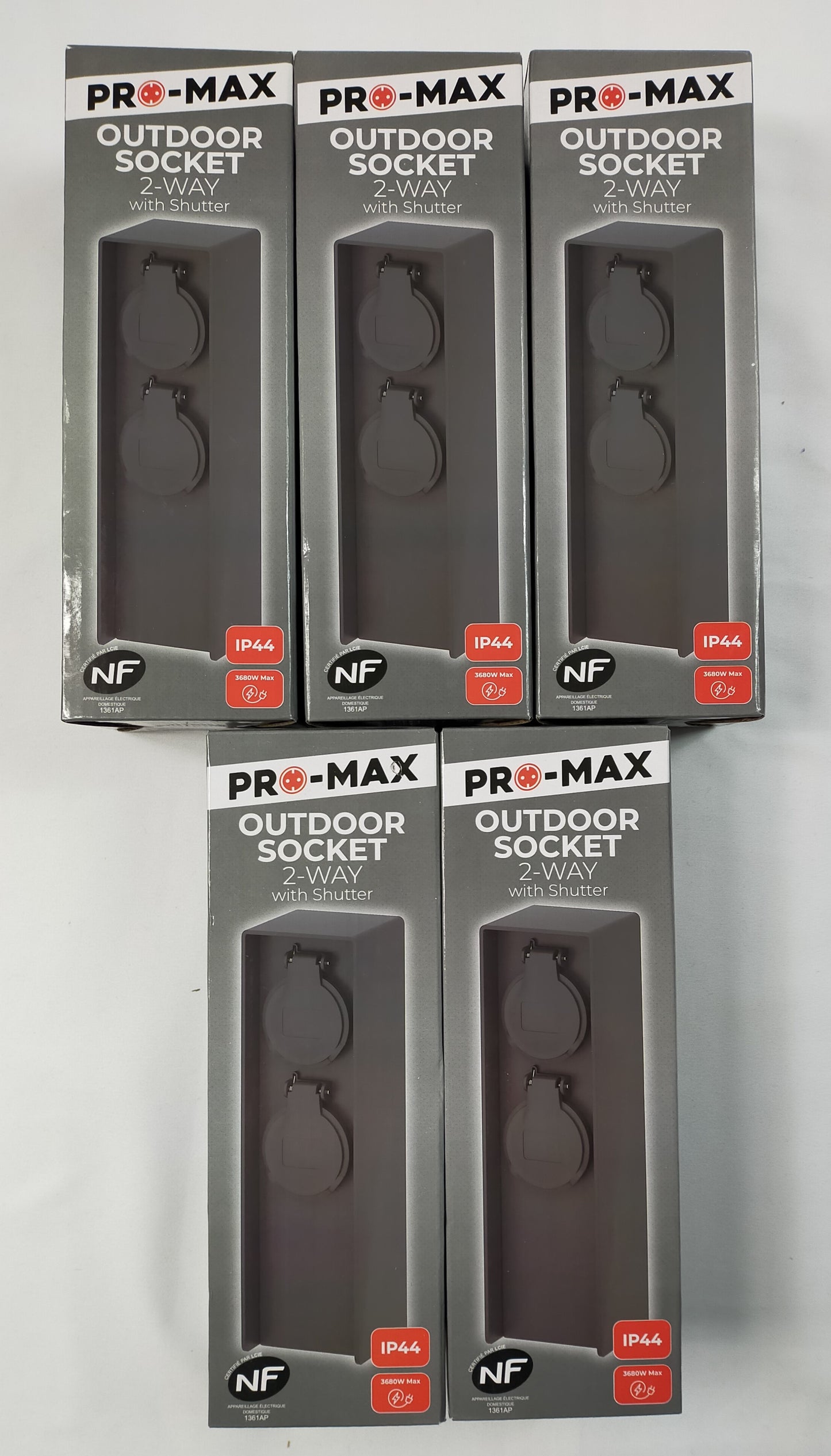 Lot de 5 multiprises extérieur pro-max 2 prises ( 4 e /pcs )