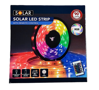 Ruban LED Solaire Extérieur RGB 5 m – Étanche avec Télécommande et Éclairage Multicolore
