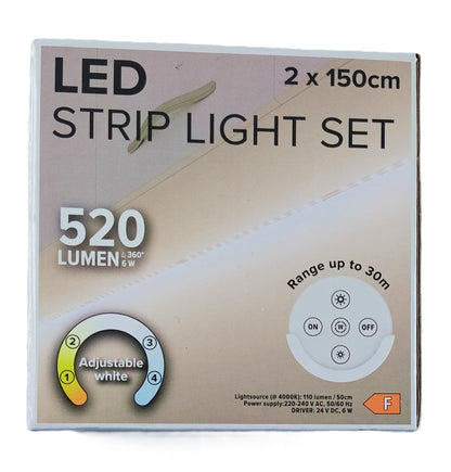 Lot de 2 Rubans LED Blanc avec Télécommande et Supports – Éclairage Facile et Élégant !