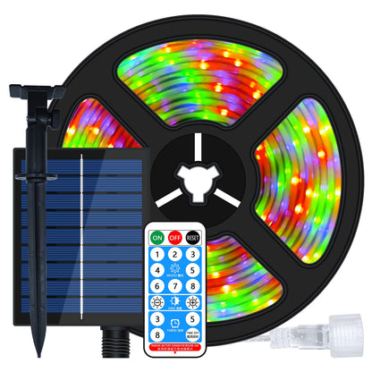 Ruban LED Solaire Extérieur RGB 5 m – Étanche avec Télécommande et Éclairage Multicolore