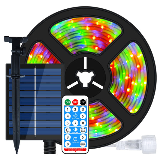 Ruban LED Solaire Extérieur RGB 5 m – Étanche avec Télécommande et Éclairage Multicolore