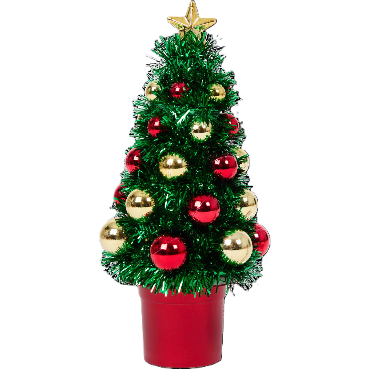 24 Sapins de Noël artificiel avec boules et étoile Ø 9 x 19 cm