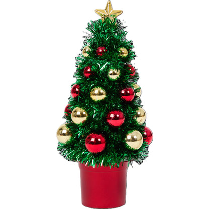 24 Sapins de Noël artificiel avec boules et étoile Ø 9 x 19 cm