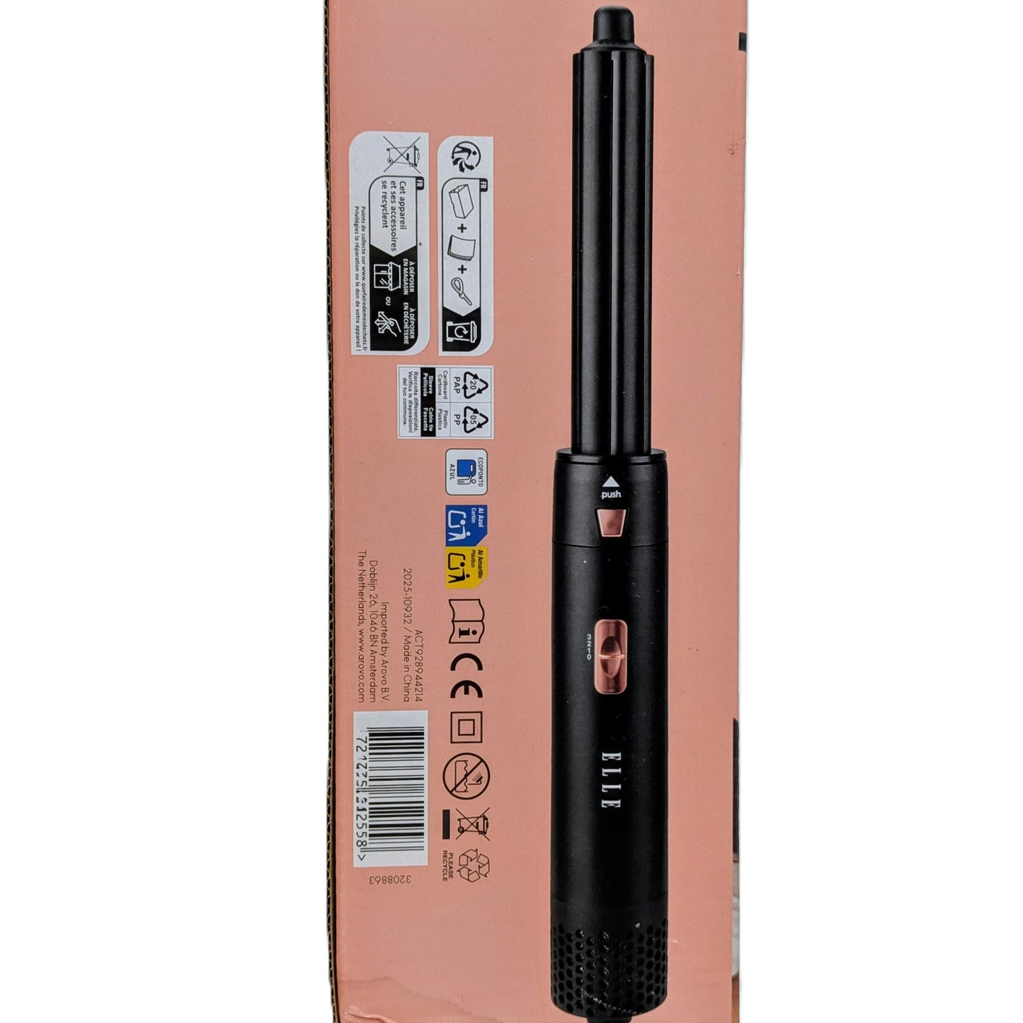 Valise coque Brosse coiffante Air Wrap  5-en-1 ELLE 6 pièces  1000-1200 watts