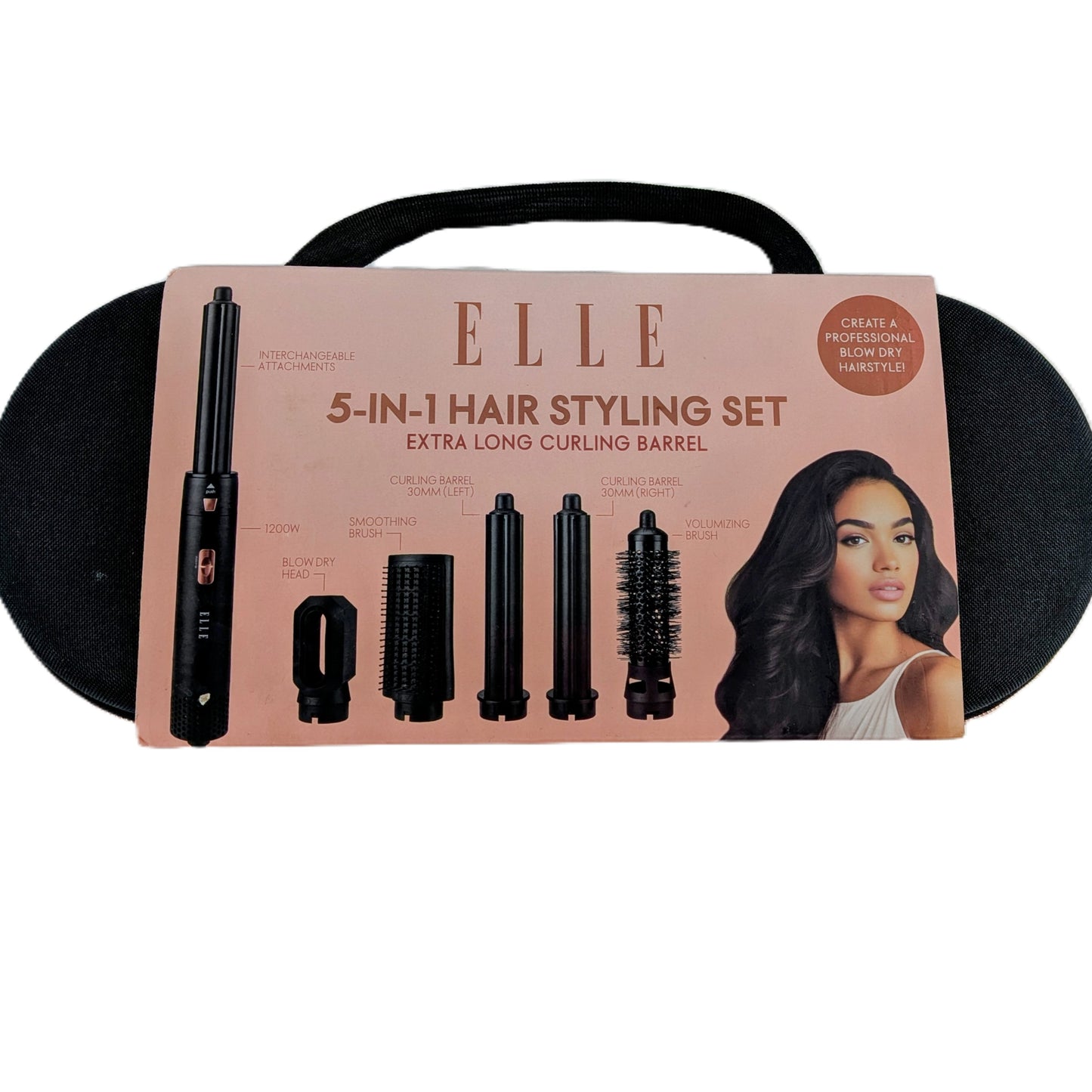 Valise coque Brosse coiffante Air Wrap  5-en-1 ELLE 6 pièces  1000-1200 watts