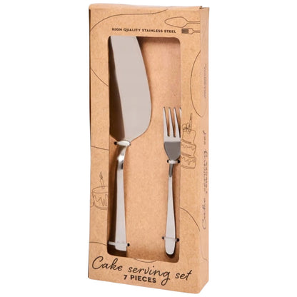 Service à gâteau 7 pièces – Pelle et 6 fourchettes en acier inoxydable