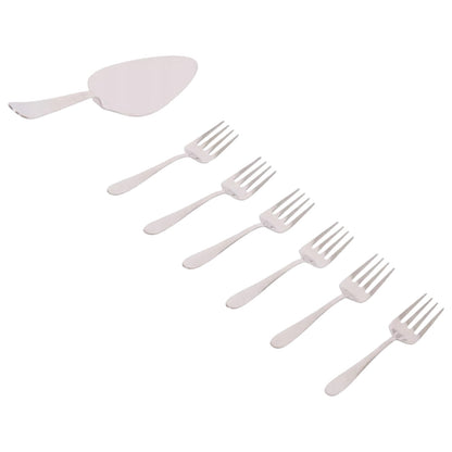 Service à gâteau 7 pièces – Pelle et 6 fourchettes en acier inoxydable