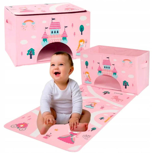 Boîte de rangement avec tapis de jeux Rose 97.5 x 39 x 24 cm