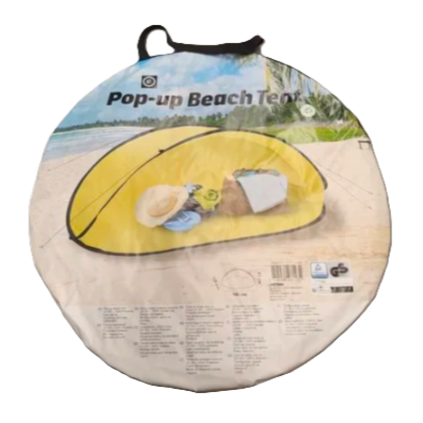 Tente de plage pliable Pop-Up | 180 x 125 x 83 cm Résistant à l'eau et avec protection UV Jaune