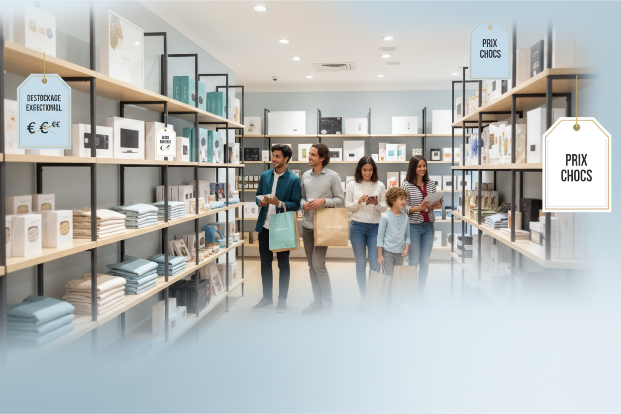 une image pour l entete de mon site qui est specialiser dans le destockage vendeur percutante qui rassure 