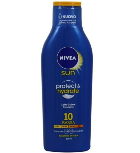 Lot de 6 x NIVEA Soleil/crème/lait solaire  Protège & Hydrate SPF 10 200 ML ( 2.5 e /pcs )